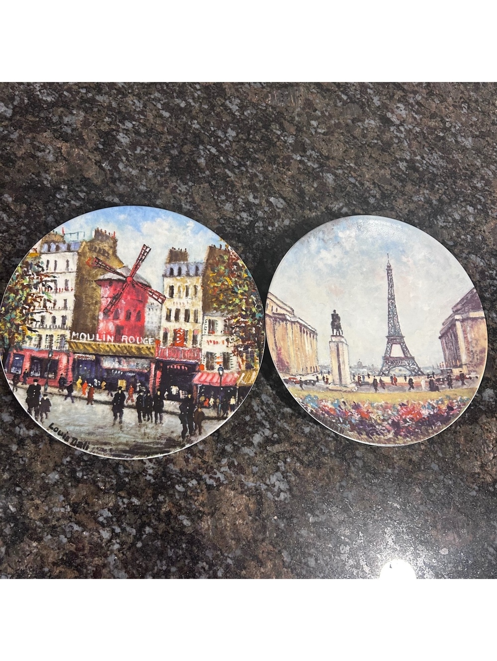 VTG Louis Dali Limoges France Collector Two Plates Paris moulin Rouge Eiffel